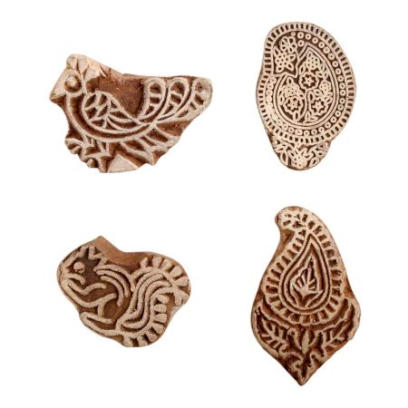 Set of 4 Piece New Mix Wooden Printing Block